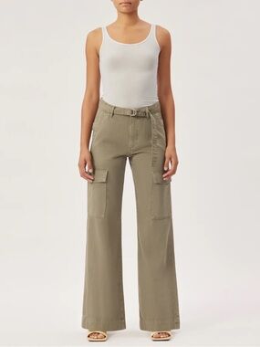 DL1961 Zoie Wide Leg Relaxed Vintage Olive Green Utility Cargo Pants Size 25